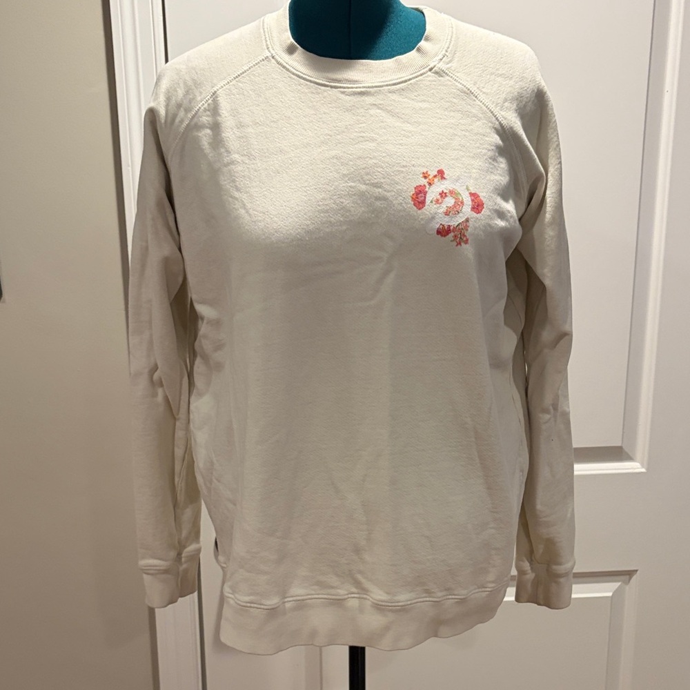Peloton Cream Sweatshirt with Pink Logo